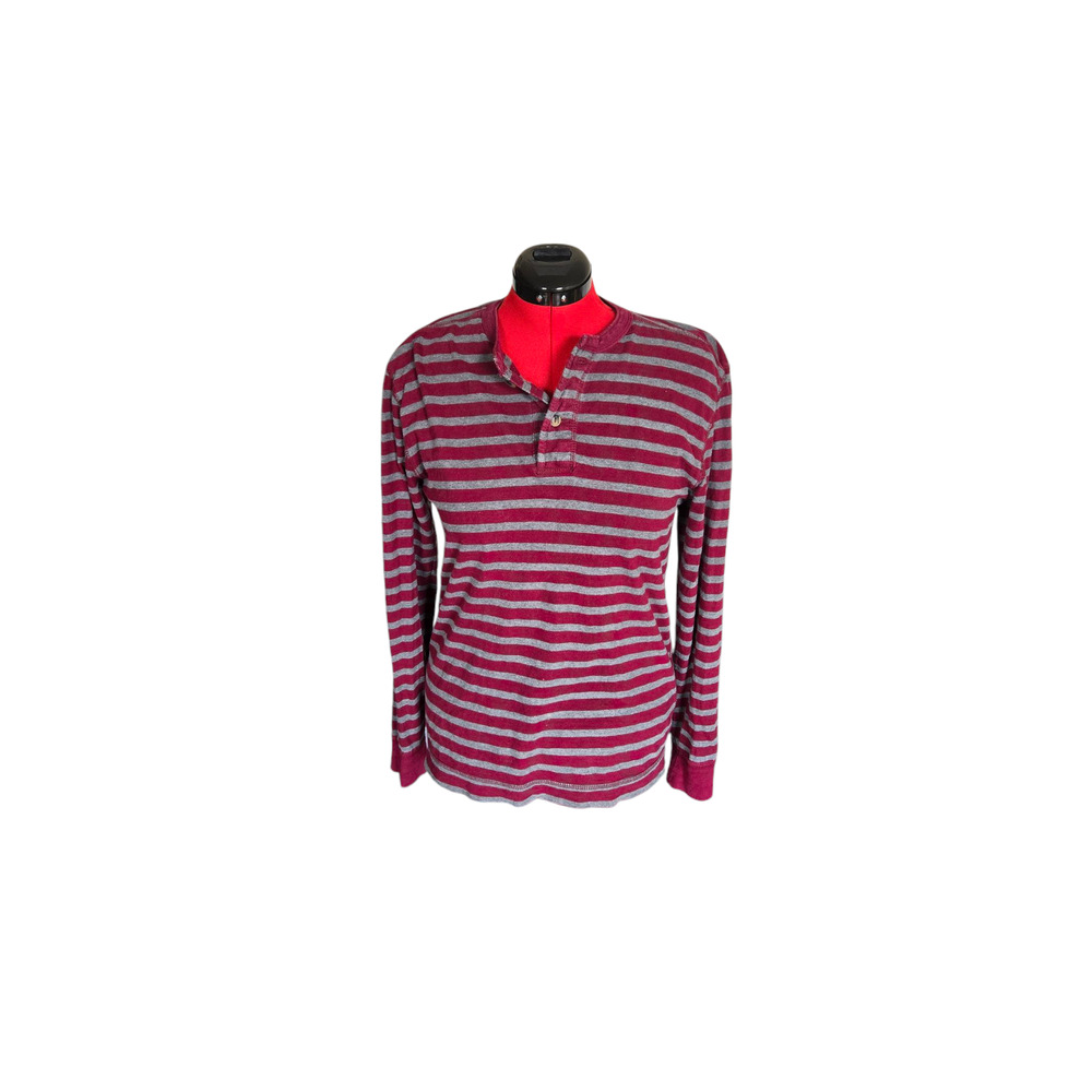 Club room red and gray striped long sleeve tee, size medium